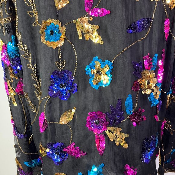 Vintage Drapers & Damons Size XL Silk Jacket Sequins Beading Fancy - Picture 9 of 15